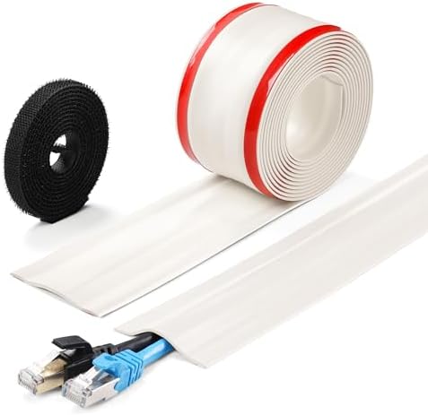 ZhiYo 8.2ft Cord Cover for Wires on Floors or Walls, 2.2in Wide, Off White by ZhiYo