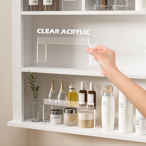 Medicine Cabinet Organizer, Medicine Storage Organizer, Acrylic Makeup Organizer Tray, Clear Bathroom Shelf for Cabinet, Sink, Vanity, Countertop (2-Pack) - Image 5