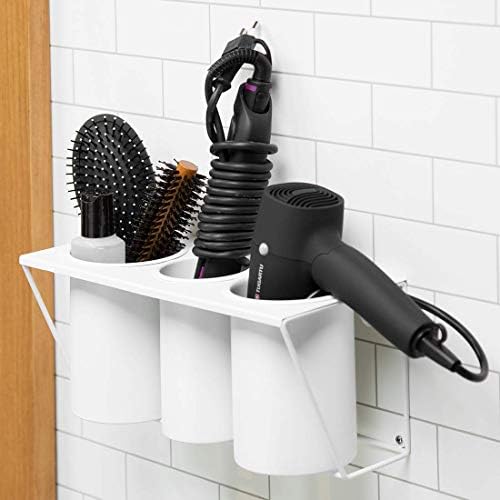 JackCubeDesign Wall Mount Hair Dryer Holder Hair Styling Product Care Tool Organizer Bath Supplies Accessories Tray Stand Storage Bathroom Steel (White) MK470A by JACKCUBEDESIGN