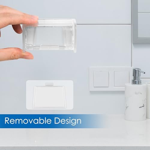Toothbrush Holder Wall Mounted with Cover for Bathroom, 2 Slots Toothbrush Storage Organizer for Shower, Self Adhesive Toothbrush Hanger Rack for Dorm, Cabinet (Clear) - Image 3
