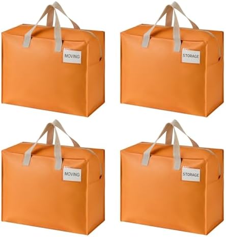 VENO Heavy Duty Moving Bags, Storage Bags, 13 Gallon, Autumn Orange, 4 Pack by Veno