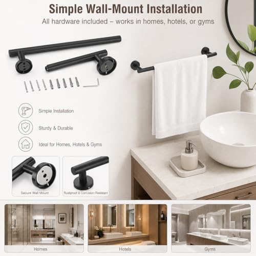 18" Rustproof Stainless Steel Towel Bar, Wall Mounted Towel Rack - Image 7