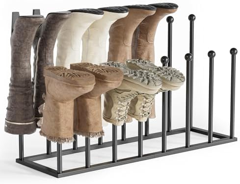 Freestanding Boot Rack, Shoe Storage Organizer Fit for 8 Pairs, Black by pickpiff