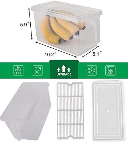 Sooyee Produce Saver Containers for Refrigerator with Drain Tray, 5L x 4 Stackable Fruit Storage Containers for Fridge,Vegetable Storage Keep Fresh for Lettuce,Salad,Berry, Salad,Meat and Fish - Image 3