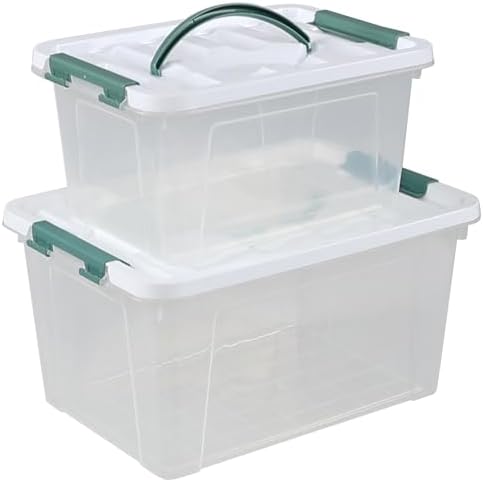 Clear Storage Latch Box/Bin, 2-Pack (14 QT & 7QT) by Uumitty