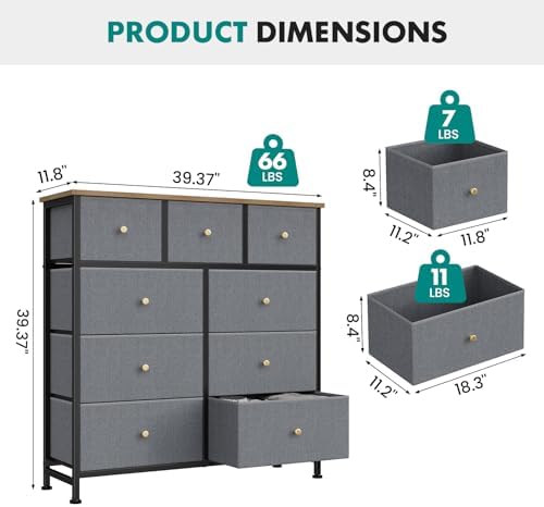OLIXIS 9 Drawer Tall Dresser for Bedroom, Closet Organizers and Storage - Image 3