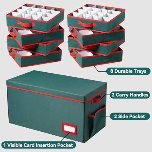Christmas Ornament Storage Box ,8 Trays,128-3" Holiday Ornament Container - Image 5