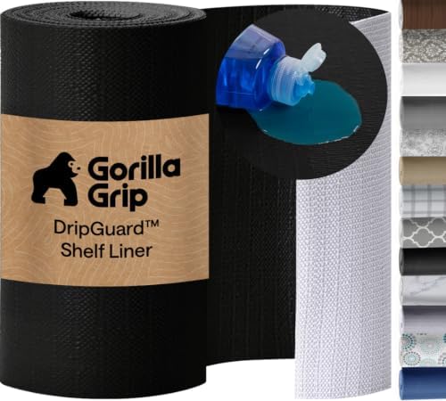 GORILLA GRIP Shelf Liner, Kitchen Drawer Protector, 17.5x240 Black by GorillaGrip