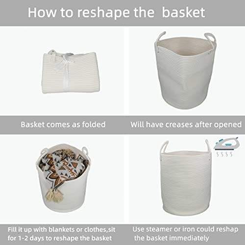 XUANGUO White Cotton Rope Laundry Basket Hamper for Clothes Large - Image 6