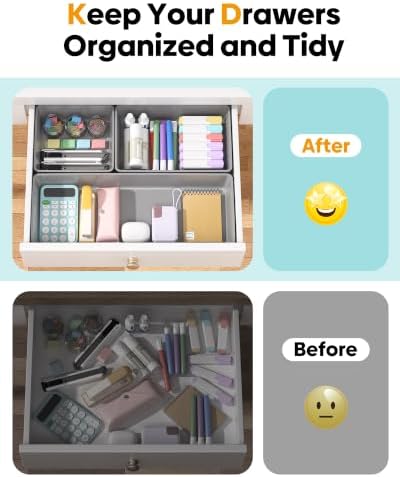 10 Pack Large Size Plastic Drawer Organizers Set, 3 Sizes Desk Drawer Organizer Trays, Storage Bins for Vanity, Makeup, Bathroom, Kitchen Utensils and Office (Gray) - Image 4