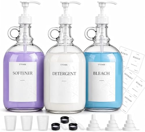 3 PCS 64 Oz Glass Liquid Laundry Detergent Dispensers with Pumps by TTDMKprovidesyouwithqualit