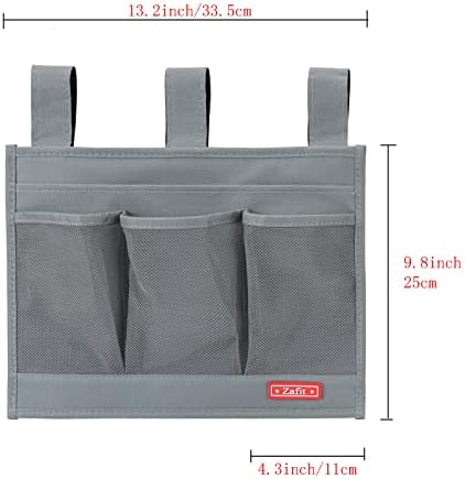 Zafit Hanging Bedside Caddy, Bedside Storage Organizer for Magazine, Phone, Remote control (Classic 4 Pockets-Grey) - Image 4