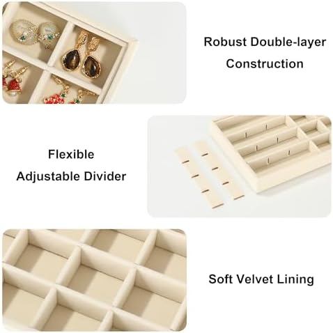 Frebeauty 24 Grid Earring Organizer,Velvet Jewelry Tray for Drawer - Image 4