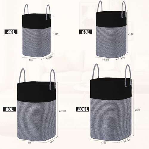 Artfeel Laundry Basket,Woven Cotton Rope Laundry Hamper,80L Versatile Storage for Dirty Clothes,Baby Toys,and Blankets in Bathroom, Nursery,and Living Room - Image 3