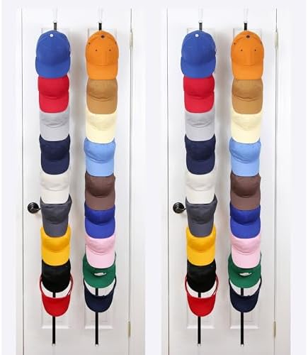 Over-The-Door Hat Organizer for Baseball Caps 2Pack, 4 Straps.Holds 72 caps by PerfectCurve