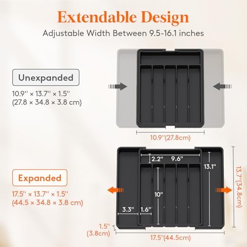 Lifewit Expandable Silverware Drawer Organizer, Kitchen Utensil Tray - Image 4