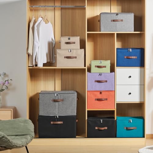 4PCS Storage Bins with Zipper Lids Decorative Lidded Basket Box - Image 5