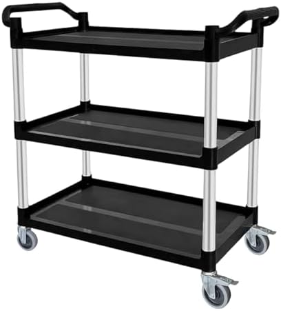Plastic Utility Carts with Wheels, 3-Tier Rolling Cart, Restaurant Cart by Befeshine