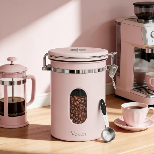 Veken Coffee Canister with Window, Airtight Stainless Steel Container, 22OZ - Image 2