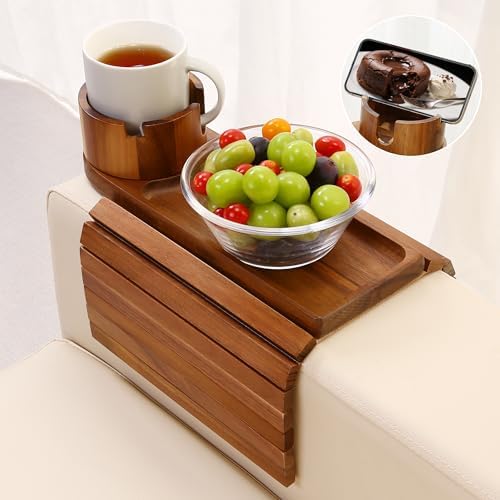 Couch Cup Holder with Phone Stand, Couch Arm Tray for Armrests Over 4.9" by AISONGDONG