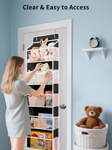 JARLINK Over The Door Toy Storage Organizer w/Clear Window, Black, 2 Pack - Image 3