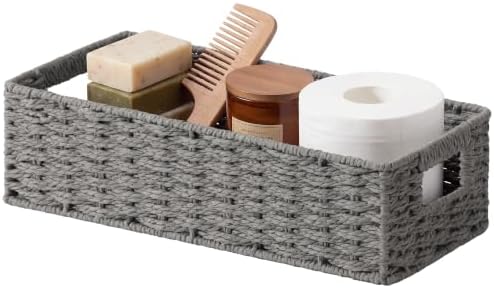StorageWorks Toilet Tank Basket for Bathroom, Wicker Storage Baskets, Gray by StorageWorks