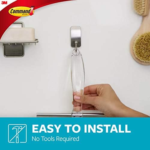 Command Bath Shower Small Water-Resistant Adhesive, Satin Nickel, 1 lb Capacity, 1 Squeegee, 1 Hook, 2 Strips, BATH32-SS-ES Caddy (Pack of 8) - Image 4