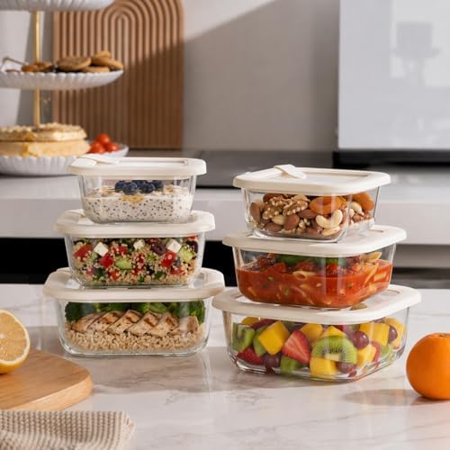 Urban Green Glass Food Storage Containers with Glass Lids, Microwave Safe Food Container Set, Airtight Meal Prep Containers, LeakProof, 100% Plastic Free, 6 Pack - Image 2
