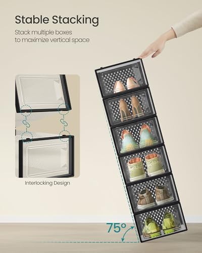 SONGMICS Shoe Boxes, Clear Plastic Sneaker Box, Pack of 12 - Image 3
