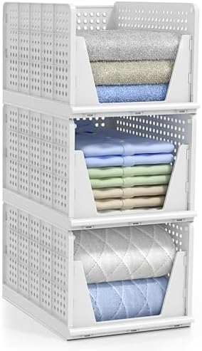 Sorbus Stackable Closet Organizer, Open-Front Shelf Bins (3 Large) by Sorbus