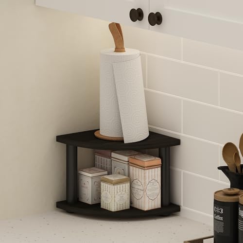 Furinno Turn-N-Tube Kitchen Countertop Organizer, 2-Tier Corner Countertop Organizer Shelf, Corner Shelf, for Kitchen, Pantry, Organizers and Storage, Espresso - Image 2