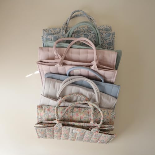 mushie Baby Diaper Caddy | Newborn Essentials Organizer (Blue Check) - Image 4
