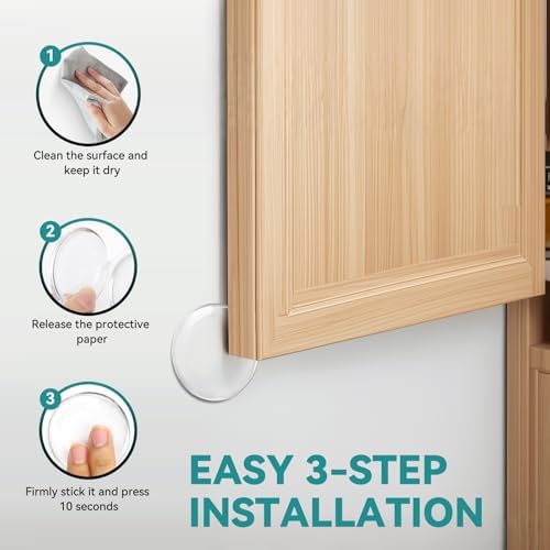Door Stoppers for Wall, 2" Clear Silicone Door Knob Wall Protectors 10 Pack - Image 5