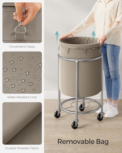 SONGMICS Laundry Basket with Wheels, 29 Gal., Steel Frame, Removable Bag - Image 5