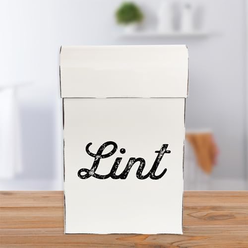AuldHome Design Farmhouse Enamelware Lint Holder Bin; Distressed White Laundry Room Decor - Image 2