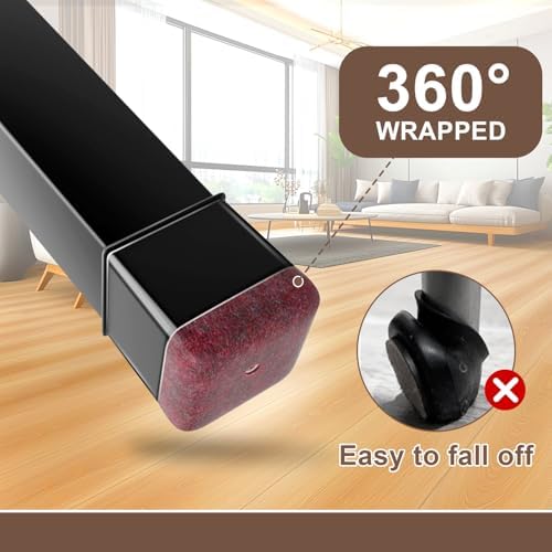 OCONDA 20 Pcs Chair Leg Floor Protectors for Hardwood Floors, Black Rubber Furniture Sliders with Felt, Silicone Furniture Leg Caps Covers (Fit Square Diameter:1-8/16" to 1-12/16") - Image 3