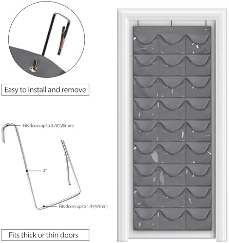 Dofilachy Hat Rack - Hat Organizer - Hat Racks for Baseball Caps, Visible Hat Holder - Baseball HatRack for Wall Door with 3 Hooks, 27 Deep Pockets - Image 3