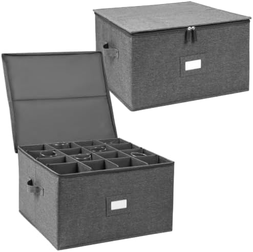 popoly Stemware Storage Cases 2 Pack, Wine Glass Storage Box Containers by popoly