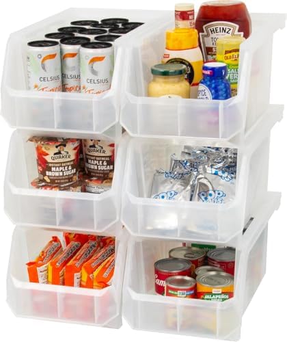 ReadySpace Large Stackable Plastic Storage Bins, 6-Pack, Clear by Akro-Mils