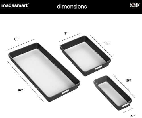 madesmart Classic 3 Bin Drawer Organizer Set, Carbon - Image 4