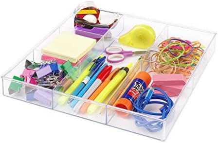 Whitmor Clear 6-Section Drawer Organizer | For Makeup & Accessories | Sturdy Resin | 11.9 x 11.9 x 1.7 Inches | Pack of 6 - Image 4