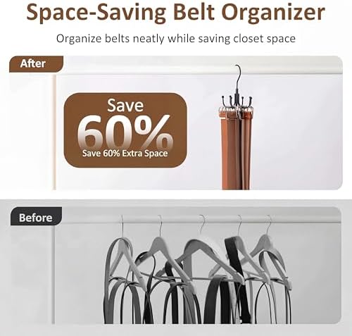 ZEDODIER Belt Hanger for Closet, Rotating Belt Organizer, Holds 24 Belts - Image 3
