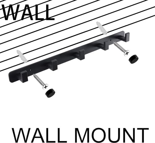 Coat Rack, Heavy Duty Stainless Steel 5 Tri Coat Hook Hanger, Wall Mounted Storage Wall Hooks, Rustic Clothes Hook/Key Hook Rail for Bathroom Kitchen Entryway(5 Hook Black) - Image 6
