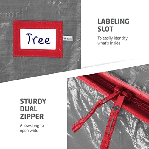 Zober Christmas Tree Storage Bag - Fits 7.5 Ft Artificial Trees - Plastic, Waterproof Christmas Tree Bag For Storage Box For Xmas - Strong, Durable Handles - Label Card Slot - Gray - Image 5