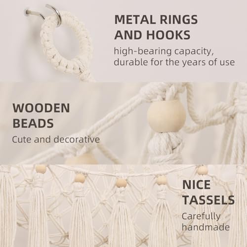 Stuffed Animal Hammock Net, Toy Storage For Stuffy, Plushie Net Wall Hanging Organizer Corner Holderwith Tassels Hooks For Kids Bedroom Nursery Room - Image 4