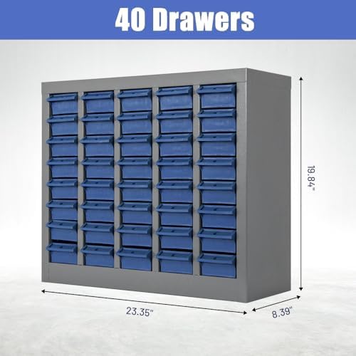 Yeeoy 40 Drawers Parts Cabinet, Nut and Bolt Storage Organizer, Grey - Image 3