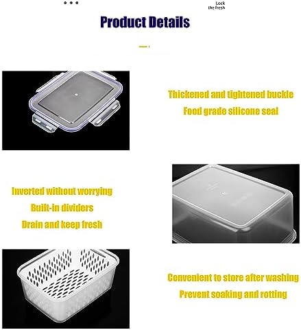 Fruit and Vegetable Storage Containers for Fridge, 6 Pcs/3 Sets Keep Fresh Produce Saver Containers Keeper, Food Storage Containers with Removable Colander (blue) - Image 3