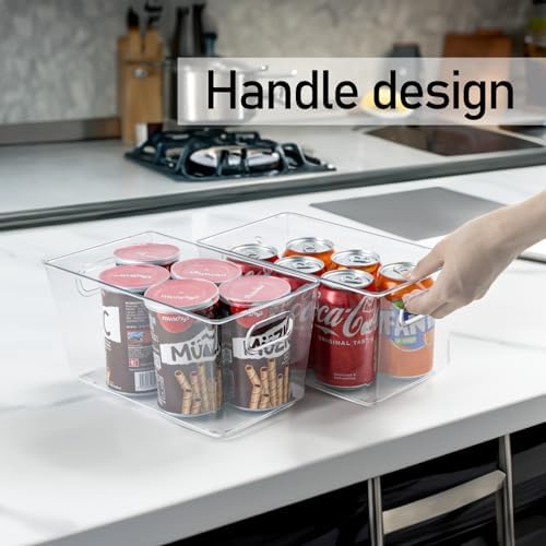 ZEXALOR 6pcs Plastic Storage Bin 2-Size Clear Storage Containers for Kitchen Pantry Organization and Storage Bins, Organizing Bins with Built in Handles, Cabinet Organizers, Clear - Image 5