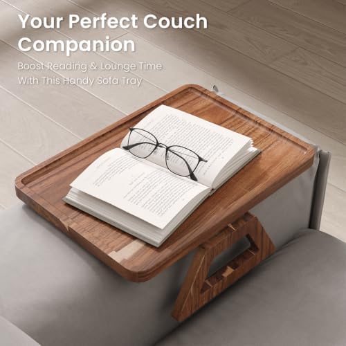 Acacia Wood Couch Arm Tray，Folding Sofa Armrest Table - Image 6