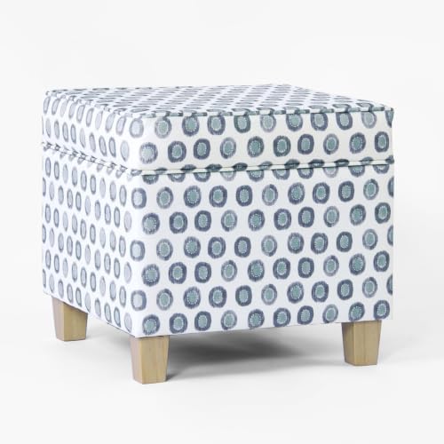 HomePop 18" Classic Square Storage Ottoman - Green Medallion Ikat Print by HomePop
